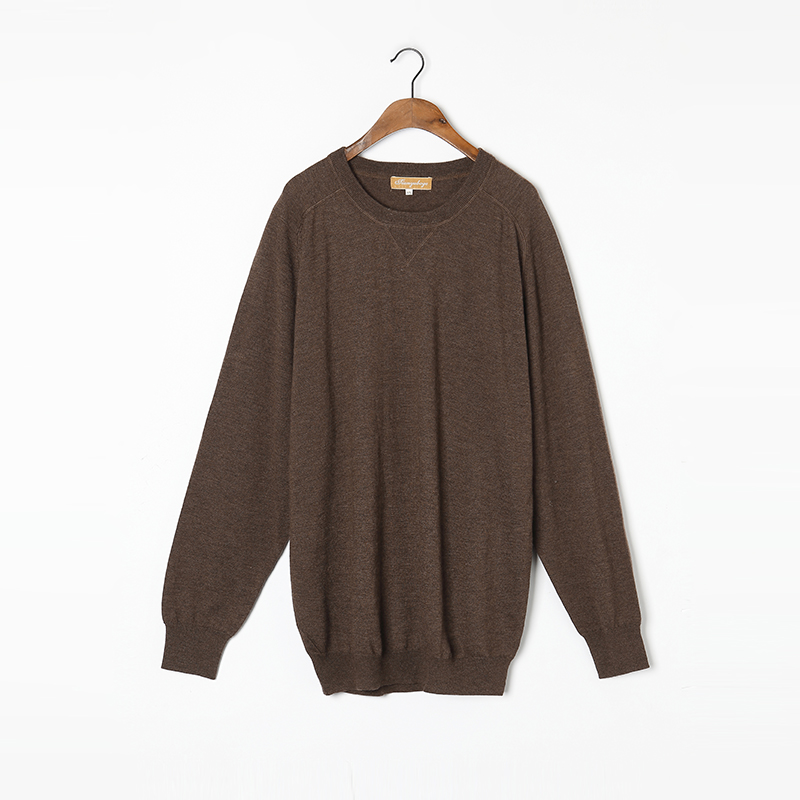 Worsted Yarn 100%Cashmere Sweater Men Thin Pullover Natural Fabric High Quality Coffee Brown Pure Cashmere Sweaters Man